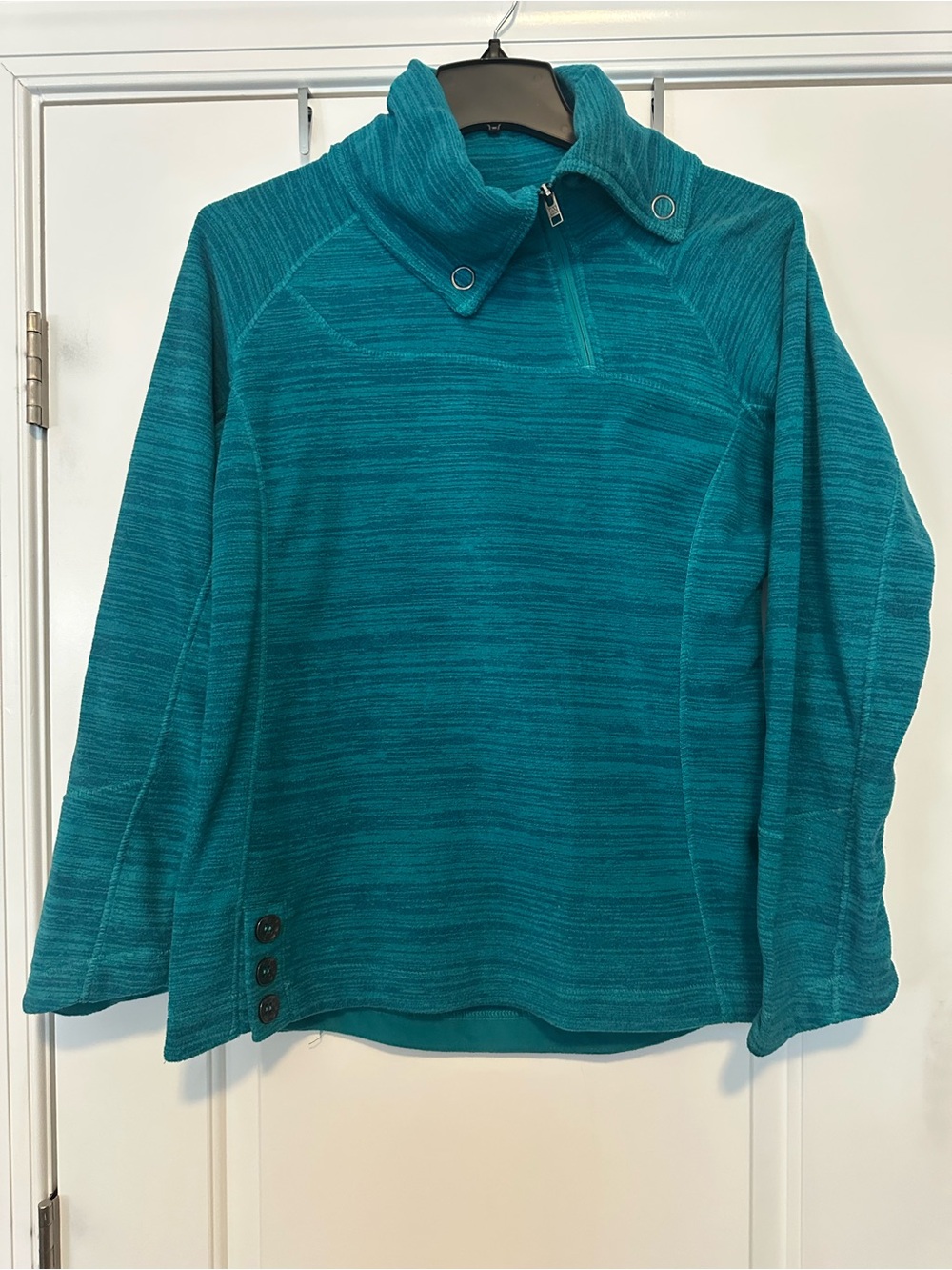 Avalanche Teal Asymmetrical Zip-Neck Pullover Sweatshirt